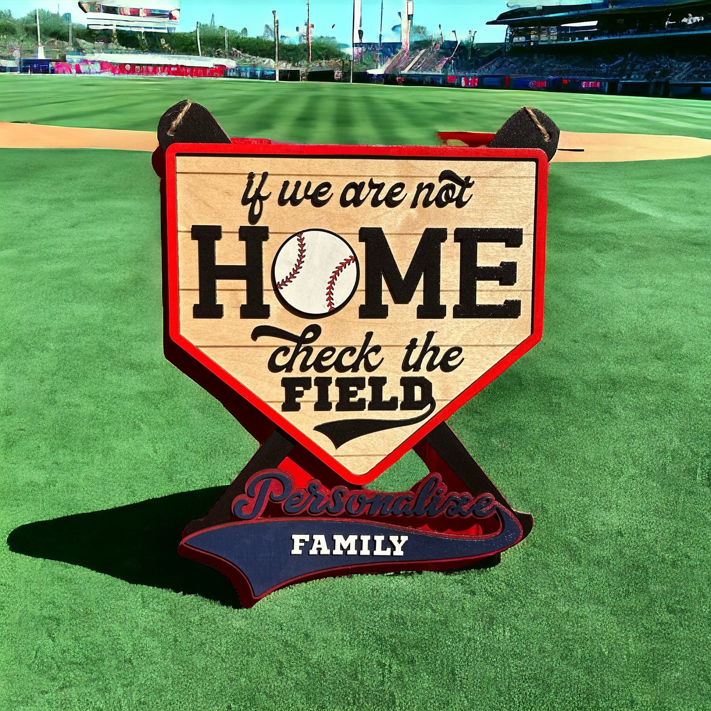 Door Hanger, Baseball, We're Probably at the Field, Sign, Custom, Personalize, Gift